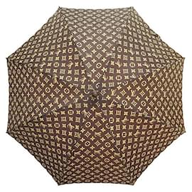 Louis Vuitton-VINTAGE PARAPLUIE LOUIS VUITTON MONOGRAM LV EN TOILE MARRON UMBRELLA BROWN-Marron