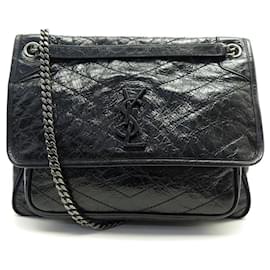 Saint Laurent-NEW SAINT LAURENT NIKI LARGE HANDBAG 498883 BLACK LEATHER BAG-Black