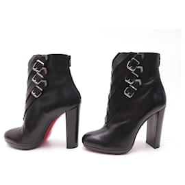 Christian Louboutin-CHRISTIAN LOUBOUTIN SHOES TROOP ANKLE BOOTS 120 SHINY 3120809 39 cuir-Black