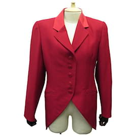 Hermès-HERMES EQUITATION CAVALIERE JACKE 38 M AUS ROTER WOLLE ANZUGJACKE AUS ROTER WOLLE-Rot