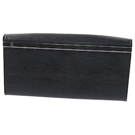 Louis Vuitton-Bolso clutch Louis Vuitton Sevigne en cuero Epi negro-Negro