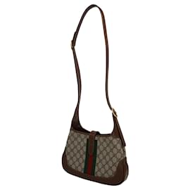 Gucci-Gucci Jackie 1961 Small Hobo Bag in Beige GG Supreme Canvas and Brown Leather-Other