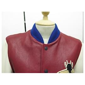 Gucci-GUCCI BOMBER VARSITY BLIND FOR LOVE BEE JACKET 46 ITEM 38 M 46 S JACKET-Dark red