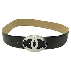 Chanel 2004 Silver Chain Belt With Black Enamel Logos Metal ref.938898 -  Joli Closet