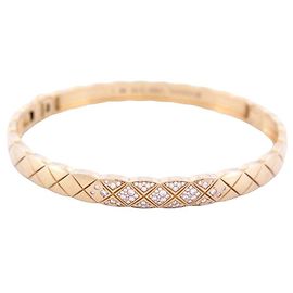BRACELET CHANEL COCO CRUSH MATELASSE J11763 20 OR JAUNE & DIAMANTS STRAP Doré