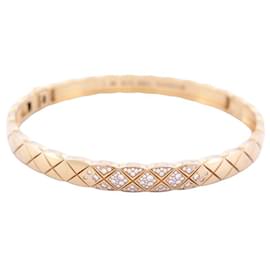 Chanel-CHANEL COCO CRUSH MATELASSE J BRACELET11763 20 YELLOW GOLD & DIAMONDS STRAP-Golden