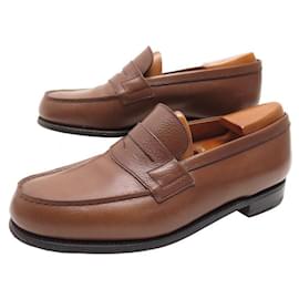 JM Weston-JM WESTON LOAFERS 180 6.5 F 40.5 wide 41 GRAINED LEATHER LOAFERS-Brown