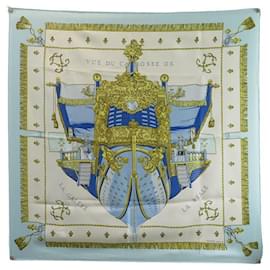 Hermès-VINTAGE HERMES SCARF VIEW OF THE COACH OF THE GALERE 1er edition 1953 SCARF-Blue