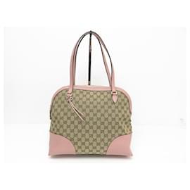 Gucci-GUCCI BREE DOME HANDBAG 449243 SUPREME GG CANVAS AND PINK LEATHER HAND BAG-Other