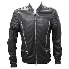 ALL SAINTS PERFECTO BLACK LEATHER JACKET M 48 BLACK LEATHER BIKER JACKET Black