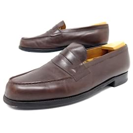 JM Weston-JM WESTON LOAFERS 180 8C 42 FINE BROWN LEATHER + BOXED SHOEF SHEETS-Brown