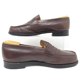 JM Weston-JM WESTON LOAFERS 180 8C 42 FINE BROWN LEATHER + BOXED SHOEF SHEETS-Brown