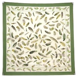 Hermès SCIARPA VINTAGE HERMES PIUMA HENRI DE LINARES 90 SCIARPA IN SETA VERDE CM Verde