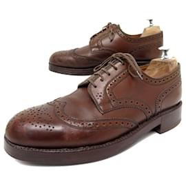 JM Weston-JM WESTON DERBY SHOES 7D 41 TRIPLE BROWN LEATHER SOLES LEATHER SHOES-Brown