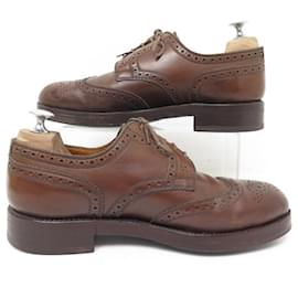 JM Weston-JM WESTON DERBY SHOES 7D 41 TRIPLE BROWN LEATHER SOLES LEATHER SHOES-Brown