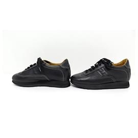 Hermès-HERMES SHOES QUICK sneakersS 36 BLACK LEATHER BLACK LEATHER SNEAKERS SHOES-Black