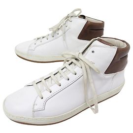 BERLUTI SNEAKER SHOES 9 43 WHITE LEATHER HIGH TOP SNEAKERS White