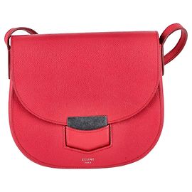 Céline Celine Small Trotteur Shoulder Bag in Red Leather Red