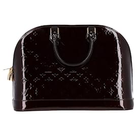 Louis Vuitton-Louis Vuitton Alma PM Tote Bag in Burgundy Patent Leather-Dark red