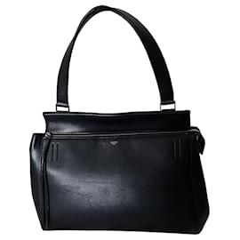 Céline-Celine Medium Edge Handbag in Black Calfskin Leather-Black