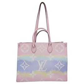 Louis Vuitton-Bolso tote Louis Vuitton Escale Monogram OnTheGo GM en lona revestida en colores pastel 'Rose'-Rosa