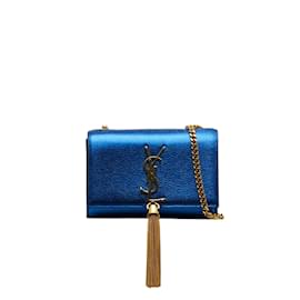 Yves Saint Laurent-Kate Tassel Leather Crossbody Bag-Blue