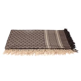 Gucci-GG Wool Scarf-Brown