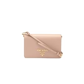 Prada-Prada Mini Saffiano Crossbody Bag Leather Crossbody Bag in Excellent condition-Pink