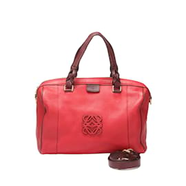 Loewe-Loewe Leather Fusta 31 Boston Bag  Leather Crossbody Bag in Fair condition-Red