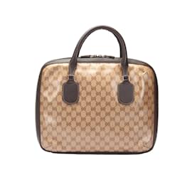 Gucci-Gucci GG Crystal Briefcase Bag  Canvas Handbag 341505 in Good condition-Brown