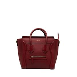 Céline-Nano Leather Luggage Tote Bag-Red