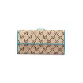 Gucci-Gucci GG Canvas Continental Wallet Canvas Long Wallet in Excellent condition-Brown