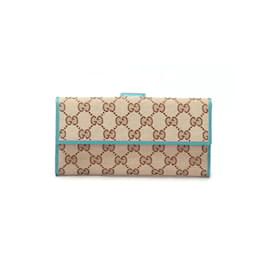 Gucci-Carteira Gucci GG Canvas Continental Carteira Longa em Lona em Excelente Estado-Marrom