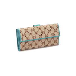 Gucci-Carteira Gucci GG Canvas Continental Carteira Longa em Lona em Excelente Estado-Marrom