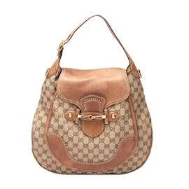 Gucci-GG Canvas & Leather Pelham Hobo-Brown