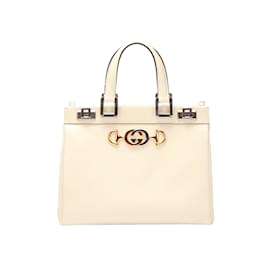 Gucci-Borsa con manico superiore in pelle Zumi-Bianco