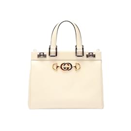 Gucci-Gucci Zumi Leather Top Handle Bag Leather Crossbody Bag in Excellent condition-White