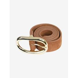 Anine Bing-Brown suede belt with gold buckle-Brown
