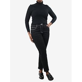 Chanel-Black slim-leg speckled trousers - size UK 16-Black