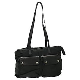 Prada-PRADA Shoulder Bag Nylon Leather Black Auth bs8185-Black