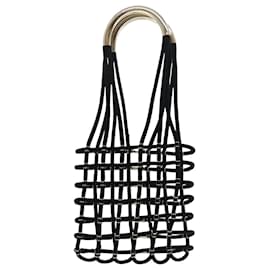Balenciaga-BALENCIAGA Net Hand Bag Suede Metal Black Gold Auth 52450-Black,Golden