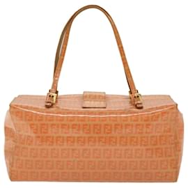 Fendi-Bolso de mano FENDI Zucchino Canvas Mamma Baguette Esmalte Naranja Auth 52439-Naranja