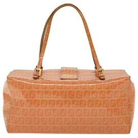 Fendi-FENDI Zucchino Canvas Mamma Baguette Hand Bag Enamel Orange Auth 52439-Orange