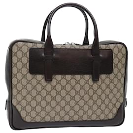Gucci-GUCCI GG Canvas Hand Bag PVC Leather Beige 101666 Auth yk8422-Beige