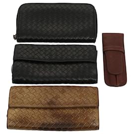 Autre Marque-BOTTEGAVENETA INTRECCIATO Wallet Leather 4Set Black Brown Auth bs8073-Brown,Black