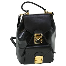Fendi-FENDI Backpack Leather Black Auth bs7930-Black
