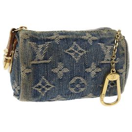 LOUIS VUITTON Monogram Denim Trousse Speedy Pouch Blue M95082 LV Auth 53409 Blue