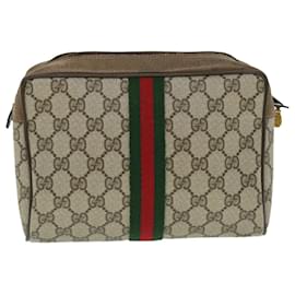 Gucci-GUCCI GG Canvas Web Sherry Line Clutch Bag Beige Red Green 89 01 012 Auth bs8038-Red,Beige,Green