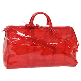 Louis Vuitton-LOUIS VUITTON Monogram Vinyl Keepall Bandouliere 50 Bag Red M41416 auth 52526a-Red