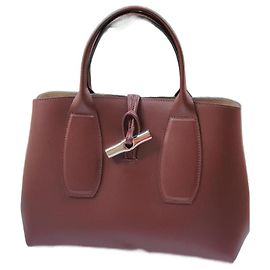 Longchamp Roseau Leather Handbag Prune Prune